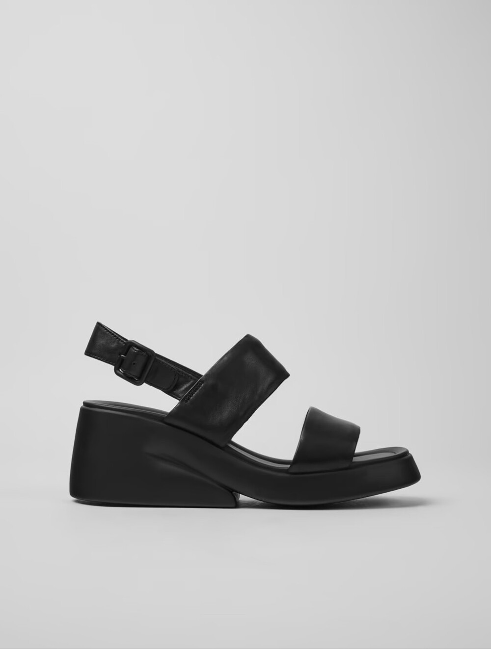 Campe Kaah Black Leather Platform Sandals